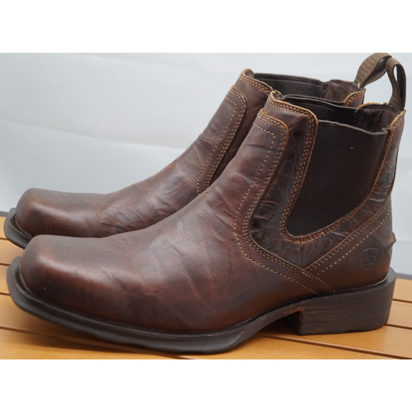 ARIAT Midtown Rambler Square Toe Chelsea Boot Distressed Brown Excellent 9EE - Picture 1 of 8